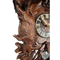Hunting Scene With Boar Head 8 Day Mechanical Carved Cuckoo Clock 51cm By GERHARD SCHMIEDER image