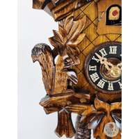 5 Leaf & Bird With Squirrels 1 Day Mechanical Carved Cuckoo Clock 22cm By ENGSTLER image