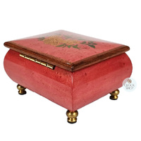 Rose Wooden Music Box With Floral Inlay- Small (Tchaikovsky- Waltz Of The Flowers) image