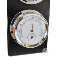 51cm Black Weather Station With Barometer Thermometer Hygrometer & Quartz Clock By FISCHER image