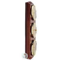 33cm Mahogany Weather Station With Barometer Thermometer & Hygrometer By FISCHER image