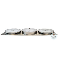 43cm Silver Outdoor Weather Station With Barometer Thermometer & Hygrometer By FISCHER image