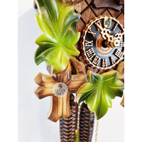 5 Leaf & Deer 1 Day Mechanical Carved Cuckoo Clock With Green Leaves 30cm By HÖNES image