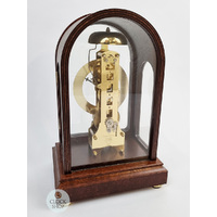 30cm Walnut & Burlwood Mechanical Skeleton Table Clock With Bell Strike By HERMLE image