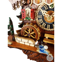 Wood Chopper & Water Wheel 1 Day Mechanical Chalet Cuckoo Clock With Dancers 35cm By HÖNES  image