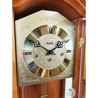 66cm Cherry 8 Day Mechanical Chiming Wall Clock With Brass Accents By AMS image