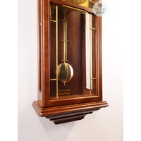 66cm Walnut 8 Day Mechanical Chiming Wall Clock With Brass Accents By AMS image