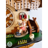 Girl on Rocking Horse Battery Chalet Cuckoo Clock With Dancers 34cm By ENGSTLER image