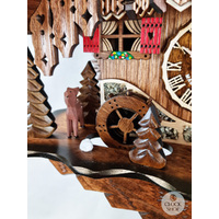 Wood Chopper & Waterwheel Battery Chalet Cuckoo Clock With Dancers 37cm By ENGSTLER image