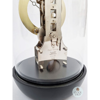 30cm Black Mechanical Skeleton Table Clock With Glass Dome & Bell Strike By HERMLE image