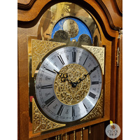 195cm Walnut Grandfather Clock With Westminster Chime & Brass Accents By HERMLE image