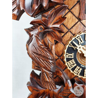 5 Leaf & Bird 1 Day Mechanical Carved Cuckoo Clock With Side Birds 35cm By HÖNES image
