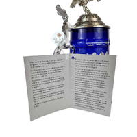 Lord Of Crystal Blue Glass Beer Stein With Knight On Lid 0.5L By KING image