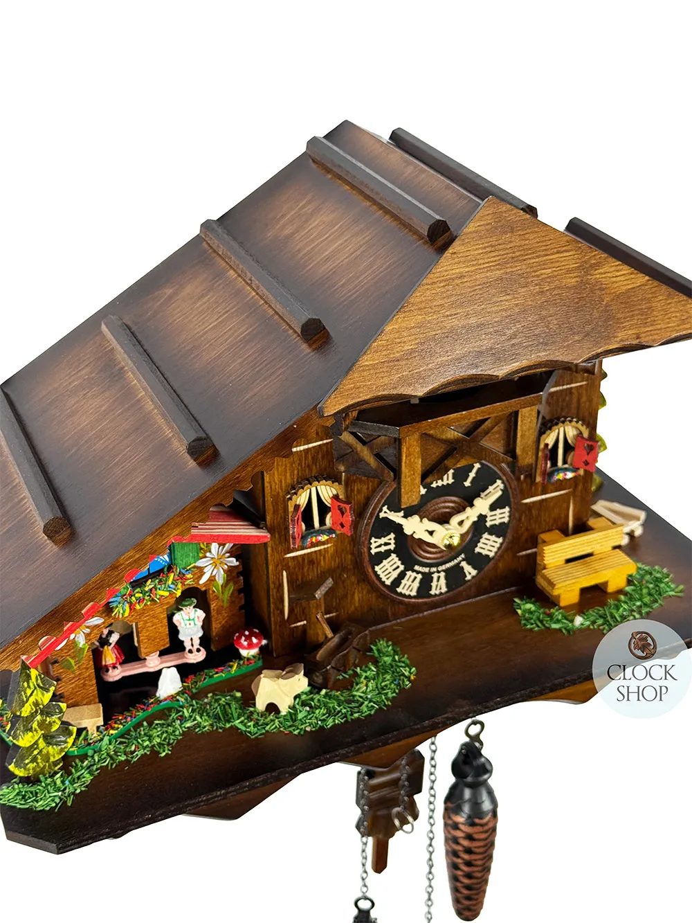 Farm House & Weather House Battery Chalet Cuckoo Clock 26cm By ENGSTLER image
