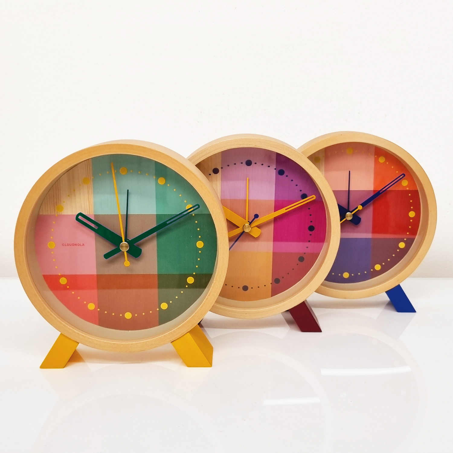 15cm Riso Collection Green & Pink Silent Analogue Alarm Clock By CLOUDNOLA Cloudnola Clock