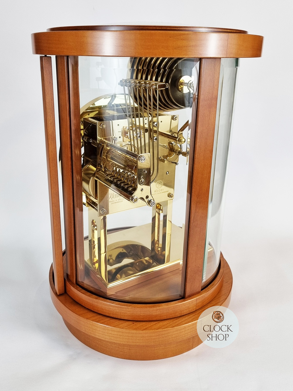 39cm Cherry Mechanical Skeleton Table Clock With Triple Chime By KIENINGER image