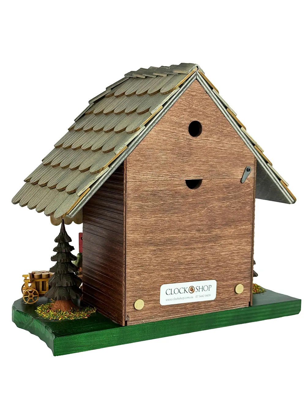 Hiker With Dog LED Battery Chalet Table Cuckoo Clock With Dancers 34cm By TRENKLE image