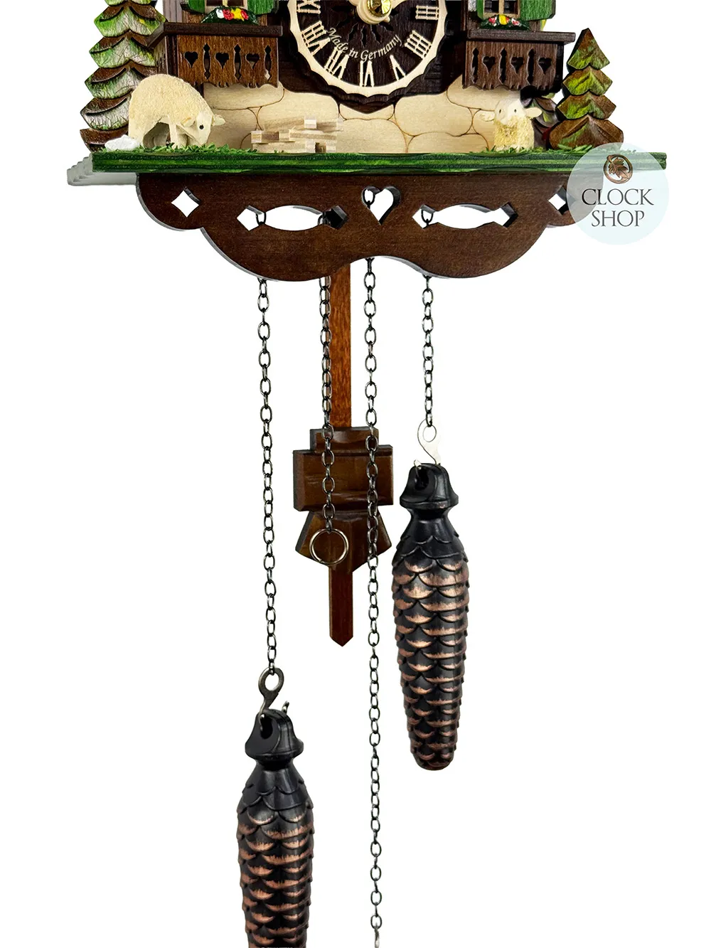 Sheep Battery Chalet Cuckoo Clock With Green Roof 18.5cm By ENGSTLER image