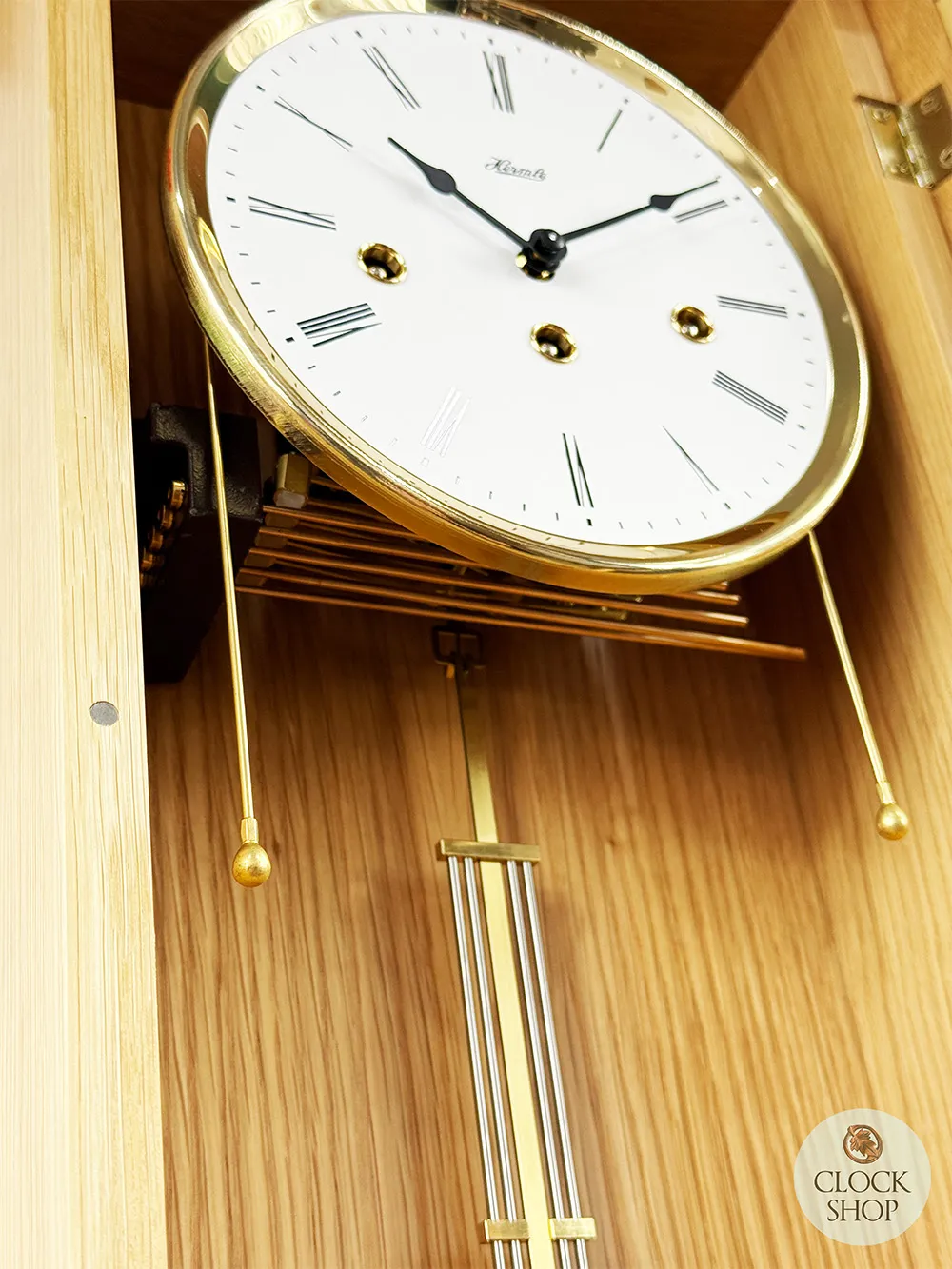 64cm Oak 8 Day Mechanical Chiming Wall Clock By HERMLE image