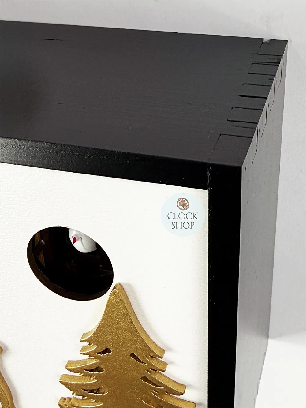 Black & Gold Modern Rectangular Battery Cuckoo Clock With Deer 14cm By TRENKLE image