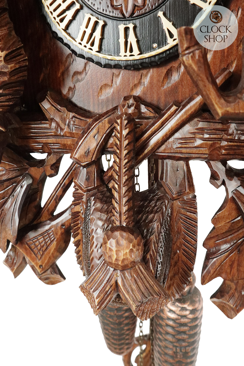 Hunting Scene With Boar Head 8 Day Mechanical Carved Cuckoo Clock 51cm By GERHARD SCHMIEDER image