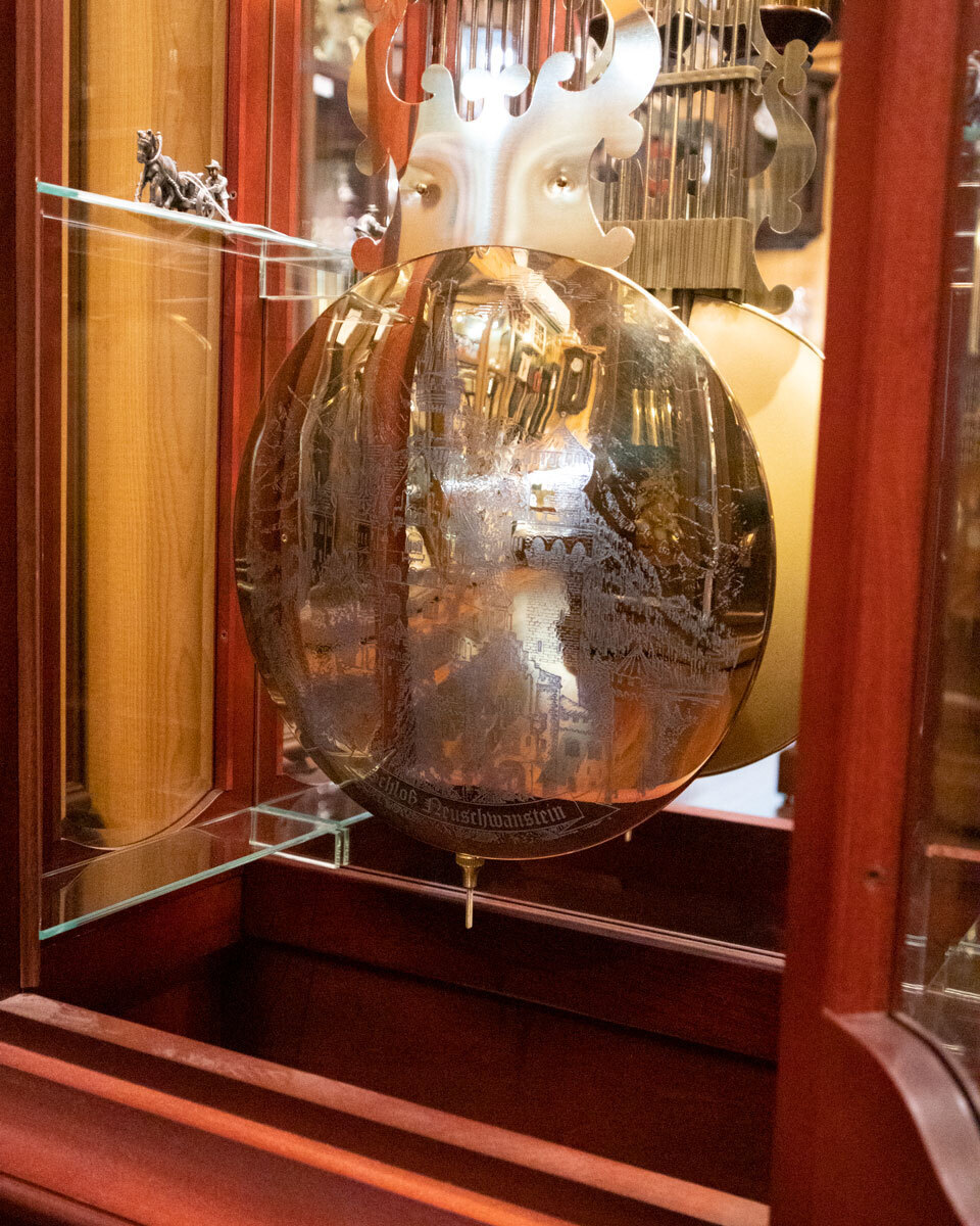 207cm Mahogany Grandfather Clock With Triple Chime & Shelves By SCHNEIDER image