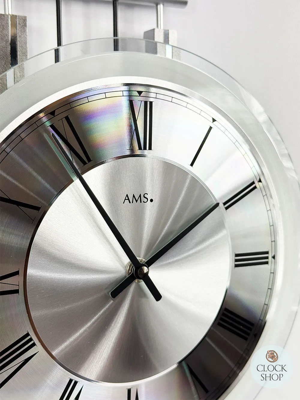 65cm Silver Pendulum Wall Clock With Westminster Chime By AMS image