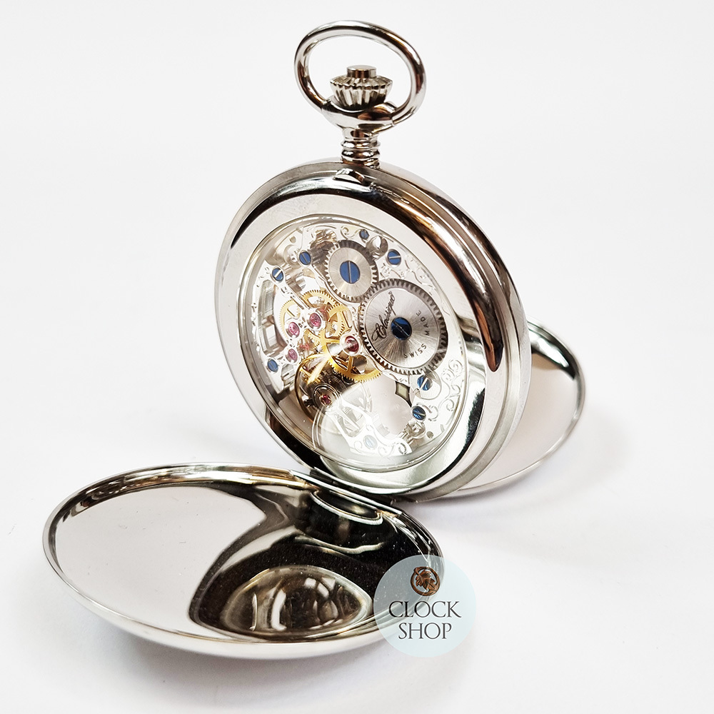 49mm Stainless Steel Unisex Mechanical Skeleton Swiss Pocket Watch By CLASSIQUE (Roman) image