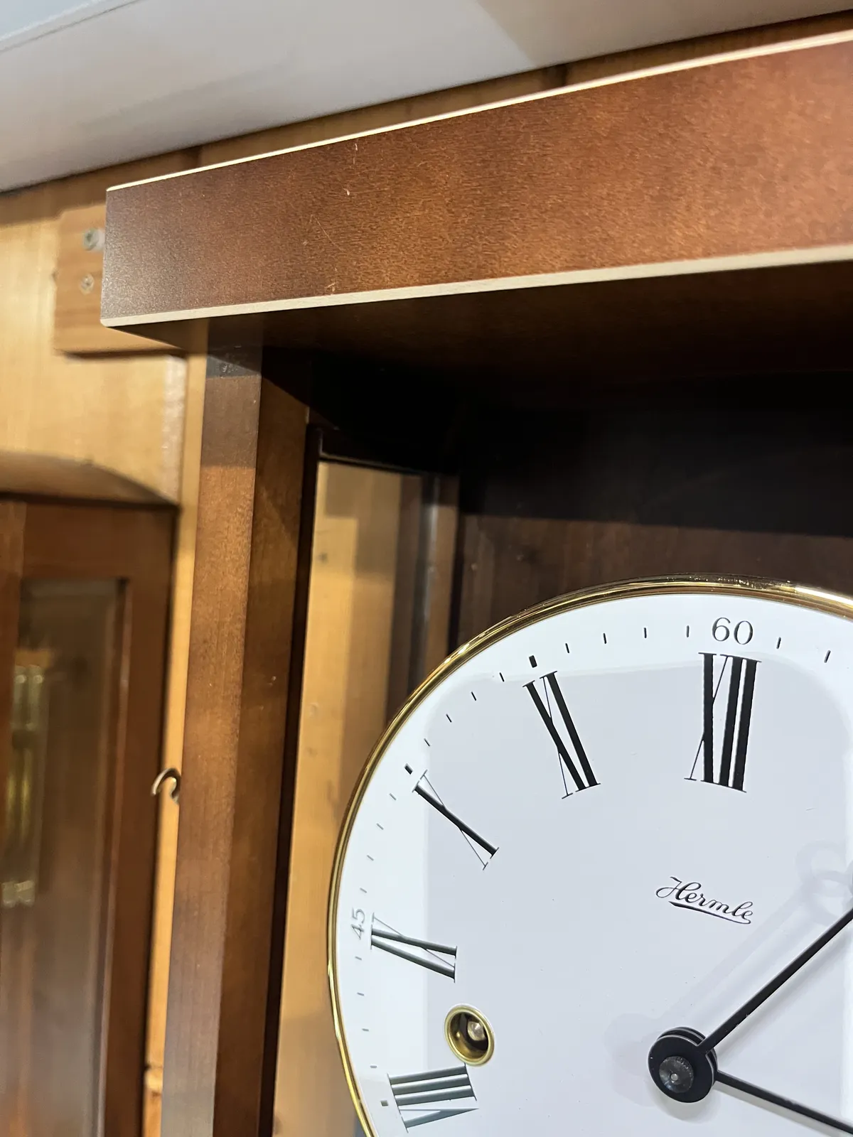 86cm Walnut 8 Day Mechanical Regulator Wall Clock By HERMLE (Marks On Inside Rear Panel) image