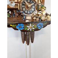 Beer Drinker, Water Wheel & Dogs 1 Day Mechanical Chalet Cuckoo Clock 30cm By ENGSTLER image