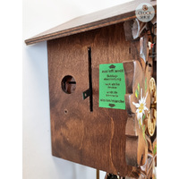 5 Leaf & Bird 1 Day Mechanical Carved Cuckoo Clock With Edelweiss Flowers 28cm By HÖNES image