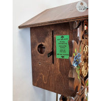 5 Leaf & Bird 1 Day Mechanical Carved Cuckoo Clock With Flowers 28cm By HÖNES image