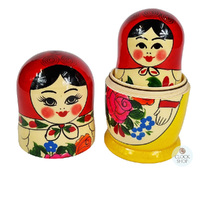 Semenov Russian Dolls- Red Scarf & Yellow Dress 16cm (Set Of 5) image