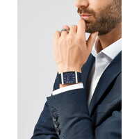 33mm Solar Collection Mens Watch With Blue Dial & Milanese Strap & Silver Rectangular Case By BERING image