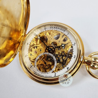 49mm Gold Unisex Mechanical Skeleton Swiss Pocket Watch By CLASSIQUE (Arabic) image