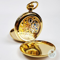49mm Gold Unisex Mechanical Skeleton Pocket Watch By CLASSIQUE (Arabic) image