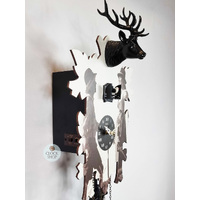 5 Leaf & Deer Battery Printed Cuckoo Clock With Black Forest Couple Print 20cm By TRENKLE image