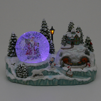 30cm Musical Snow Globe With Moving Train & LED Glitter Snow Storm (8 Christmas Tunes) image