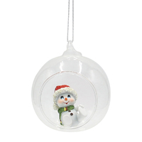 8.5cm Snowman In Glass Bauble Hanging Decoration- Assorted Designs image