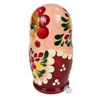 Floral Russian Dolls- Light Pink & Maroon 11cm (Set Of 5) image