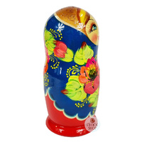 Floral Russian Dolls- Blue & Red 15cm (Set Of 5) image