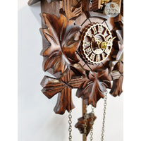 5 Leaf & Deer Battery Carved Cuckoo Clock 22cm By TRENKLE image