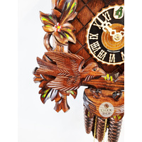 Birds & Leaves 1 Day Mechanical Carved Cuckoo Clock With Flowers 41cm By HÖNES image