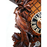 5 Leaf & Bird 8 Day Mechanical Carved Cuckoo Clock With Side Birds 48cm By HÖNES image