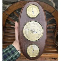 31cm Walnut Weather Station With Barometer Thermometer & Hygrometer By FISCHER (Small Blemish) image