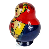 Semenov Russian Dolls Small- Red Scarf & Blue Dress 7cm (Set Of 5) image