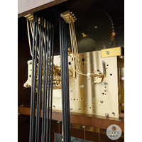 196cm Walnut Grandfather Clock With Triple Chime & Moon Dial & Full Glass Door By AMS image