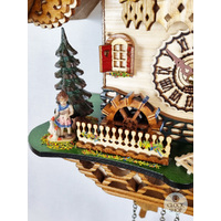 Girl On Rocking Horse Battery Chalet Cuckoo Clock With Waterwheel & Dancers 32cm By TRENKLE image