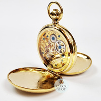 4.9cm Gold Plated Mechanical Skeleton Pocket Watch By CLASSIQUE (Roman) image
