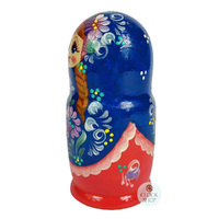 Floral Russian Dolls- Blue 16cm (Set Of 5) image